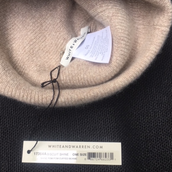 Cashmere Shine Pom Pom Cuffed Beanie